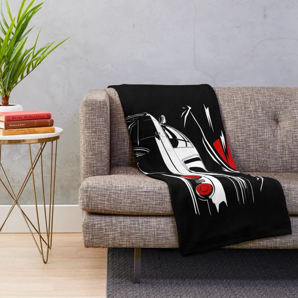 Anime-themed plush blanket featuring the Nissan Skyline GTR 32 and Haruna character