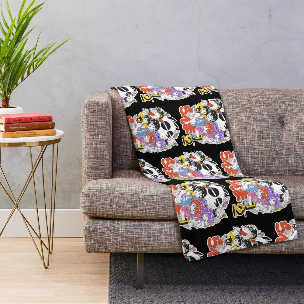 Anime-inspired plush blanket featuring Ranma 1/2 characters and motifs