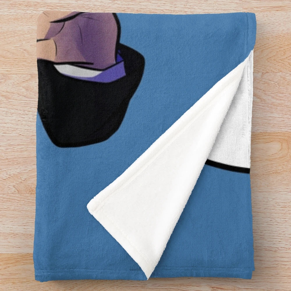 Cozy anime-style plush blanket with retro samurai design