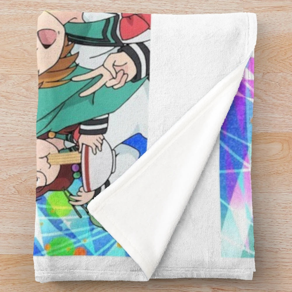 Anime inspired plush blanket featuring characters from the popular series The Disastrous Life of Saiki K