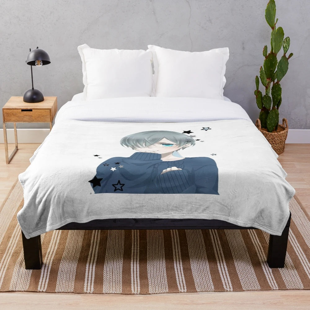 Soft and plush anime inspired blanket with cute character design