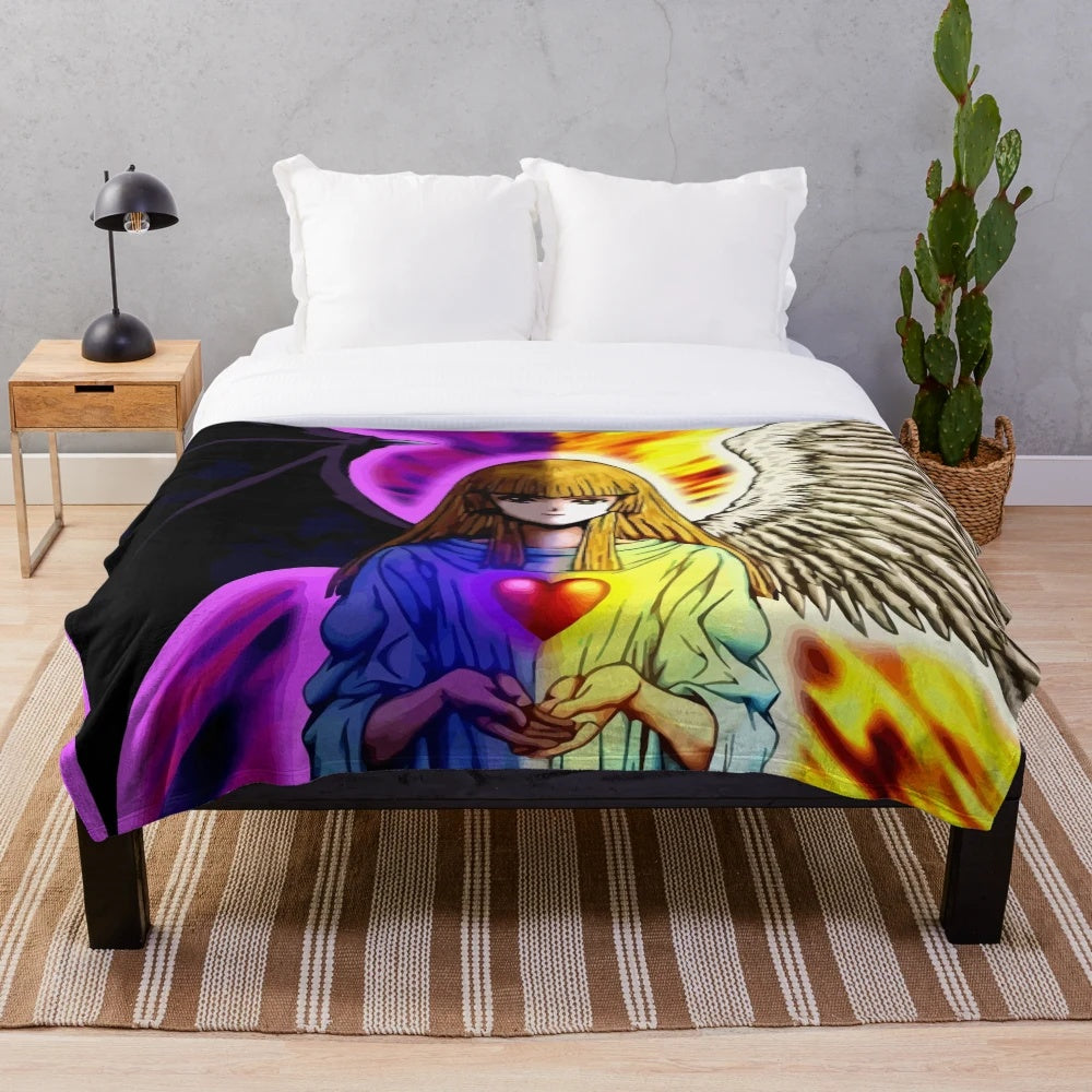 Anime-inspired plush blanket featuring popular Yugioh characters and iconography