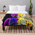 Anime-inspired plush blanket featuring popular Yugioh characters and iconography