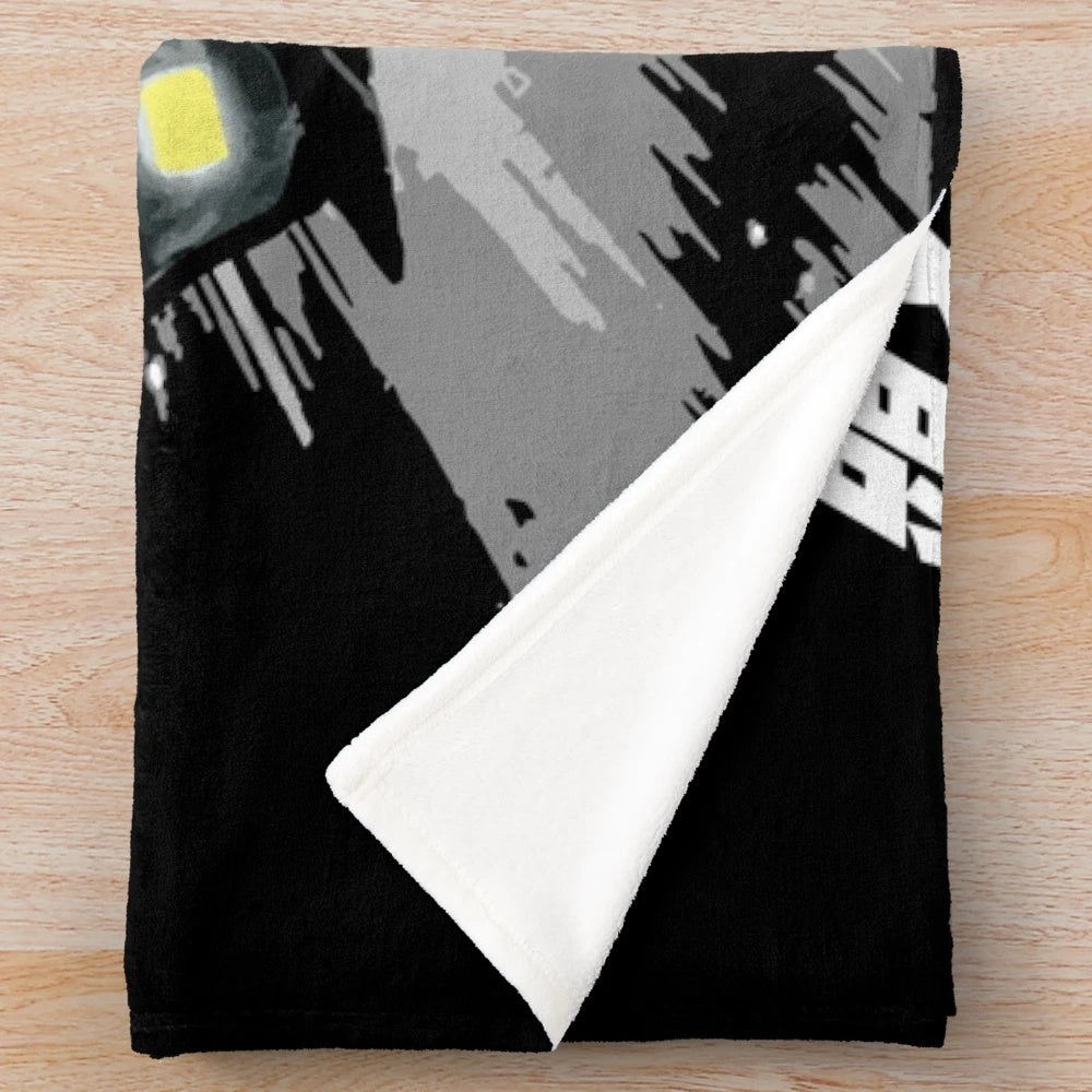 Plush blanket with anime-inspired car racing design featuring AE86 and Evo 6