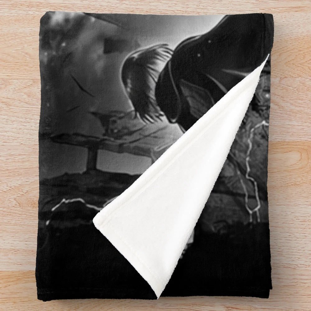 Anime-inspired plush blanket featuring characters from "Attack on Titan
