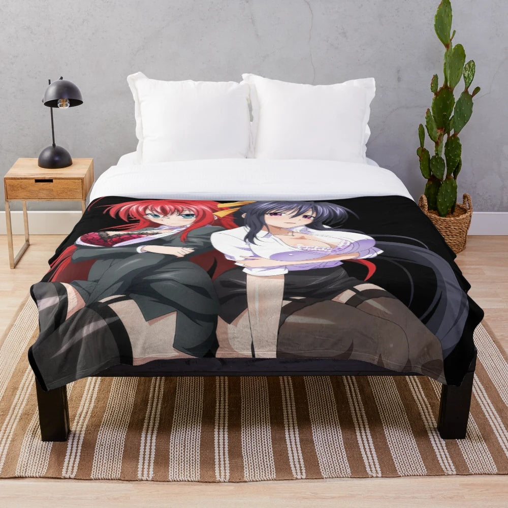 Anime-inspired plush blanket featuring Himejima Akeno and Rias Gremory from High School DxD