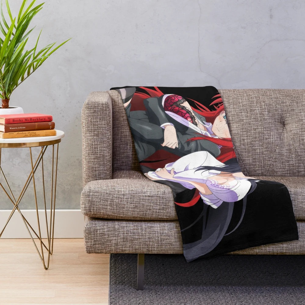 Anime-inspired plush blanket featuring Himejima Akeno and Rias Gremory from High School DxD