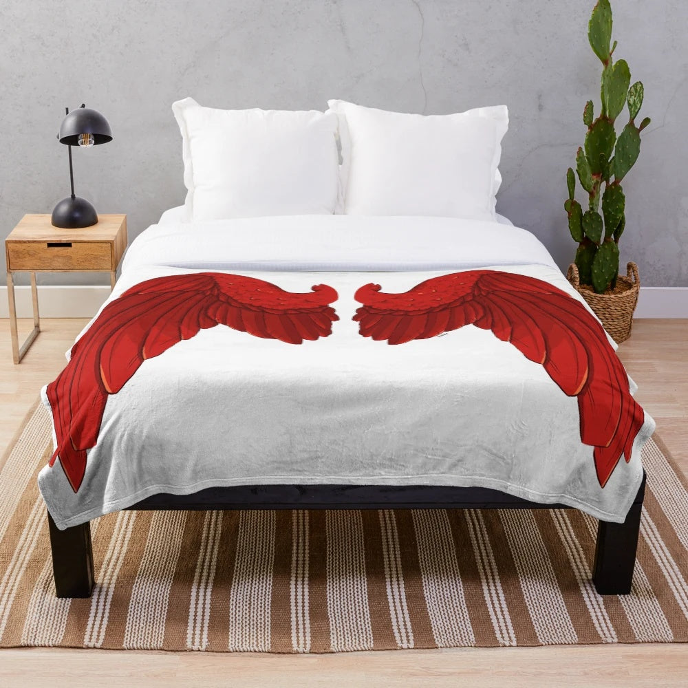 Anime-style plush blanket featuring a wings design
