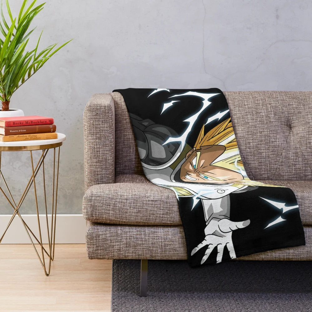 Anime inspired prince plush blanket featuring Dragonball Z characters