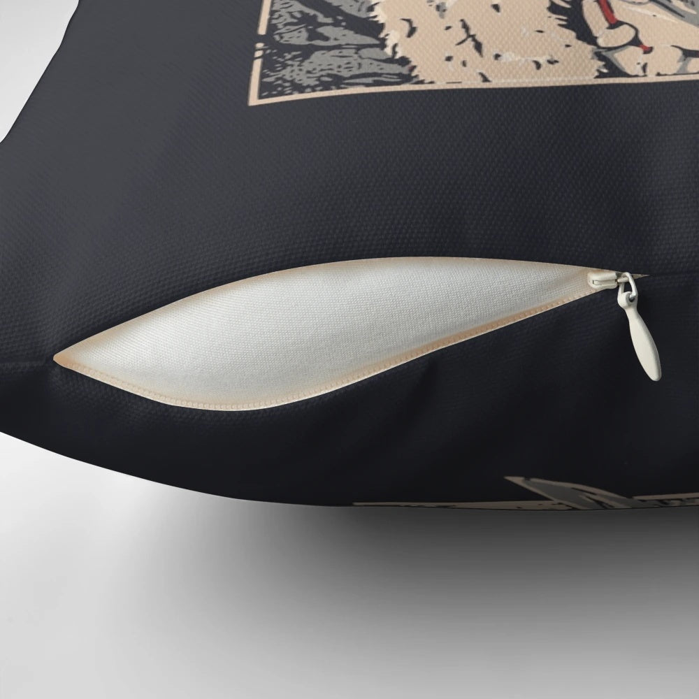 Princess Mononoke-inspired plush pillow, featuring the wolf and the protagonist Ashitaka