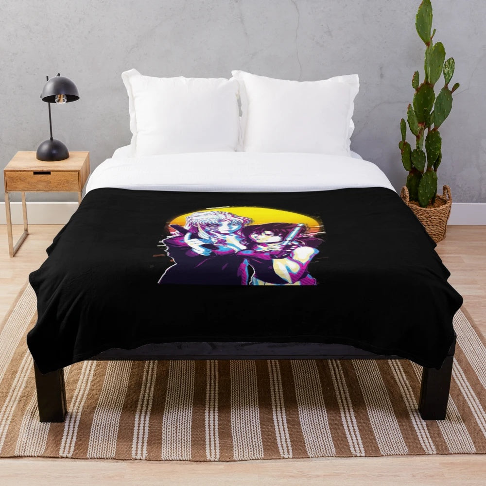 Revy and Balalaika from Black Lagoon anime characters on a plush blanket