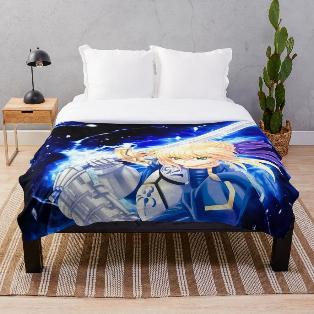 Saber Fate Stay Night inspired plush blanket