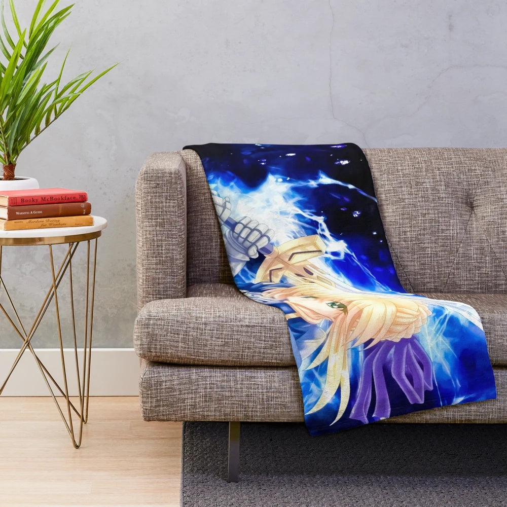 Saber Fate Stay Night inspired plush blanket