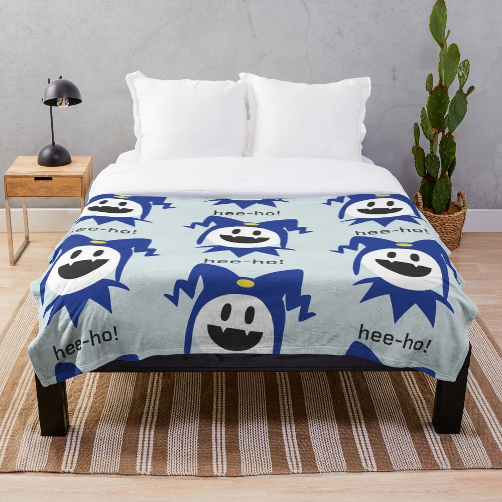 Shin Megami Tensei-inspired plush blanket featuring Jack Frost and other icy creatures