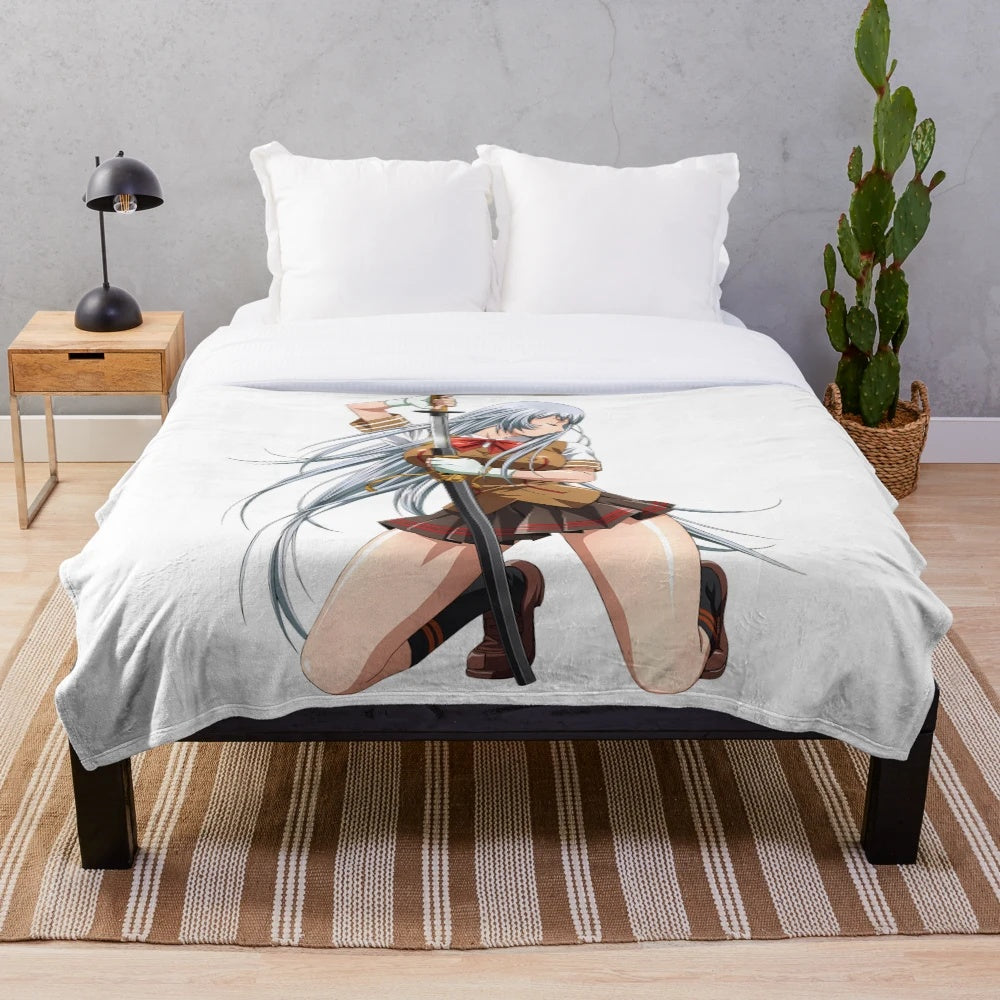 Anime-inspired plush blanket featuring Shiryuu Chou-un from Ikki Tousen