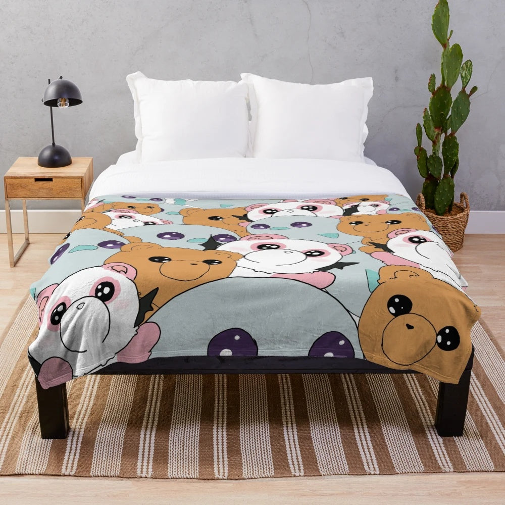 Soft and cozy plush blanket featuring sleepy princess design inspired by anime