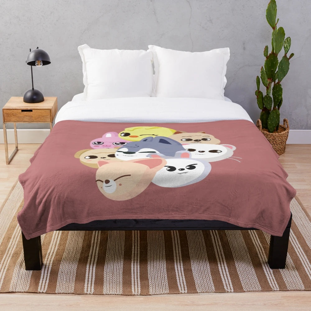Stray Kids Characters Plush Blanket