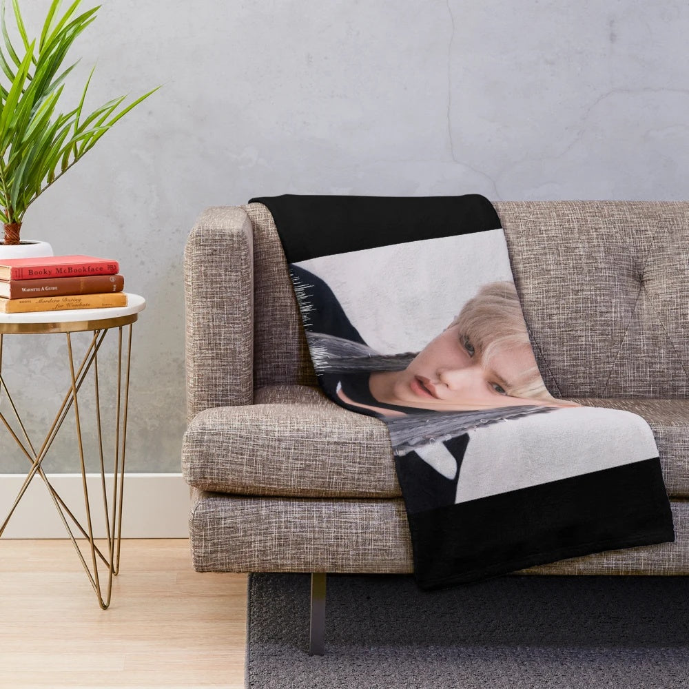 Anime-style plush blanket featuring Stray Kids member Felix