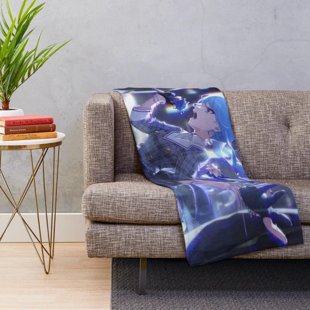 Anime-inspired plush blanket featuring Suisei, a popular Hololive VTuber