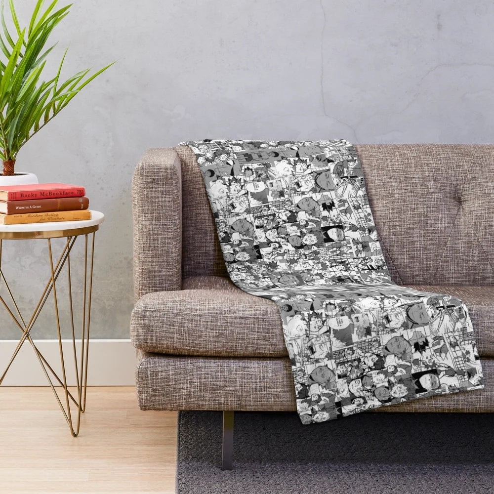 Tendou Satori manga collage design printed on a soft and cozy plush blanket