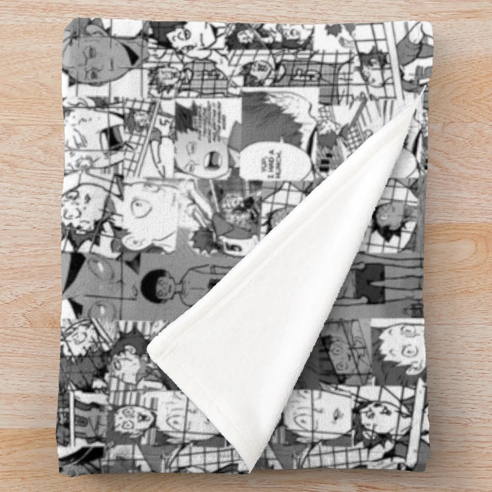 Tendou Satori manga collage design printed on a soft and cozy plush blanket