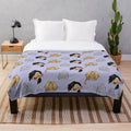 Anime-inspired plush blanket with tile print featuring Edward Elric, Ling Yao, and Alphonse Elric from Fullmetal Alchemist