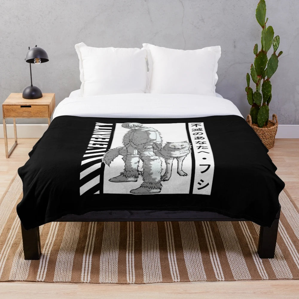 Soft and cozy anime-inspired plush blanket featuring characters from the hit show "To Your Eternity" Season 2