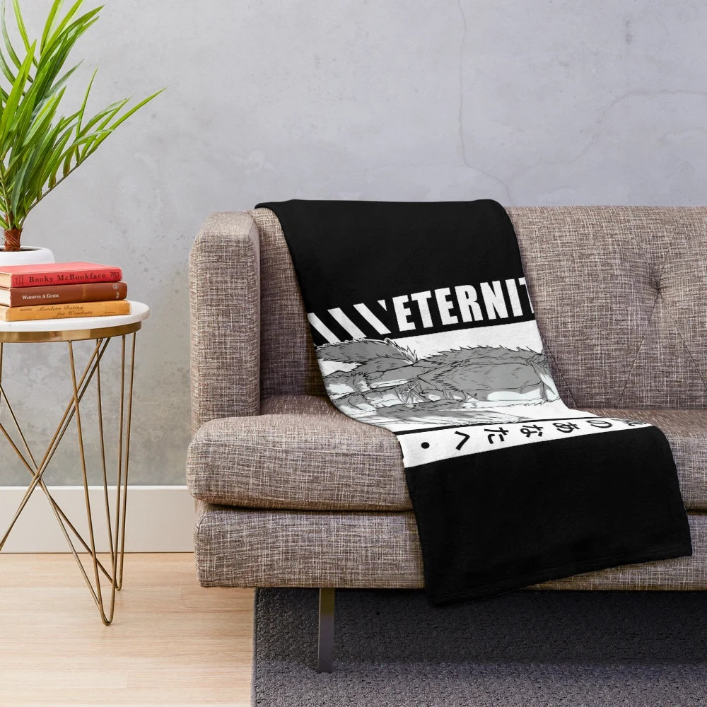 Soft and cozy anime-inspired plush blanket featuring characters from the hit show "To Your Eternity" Season 2