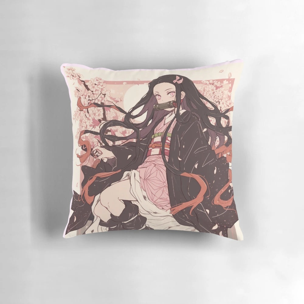 Vibrant pillow featuring a traditional Japanese-style blood demon character, perfect for anime and manga fans