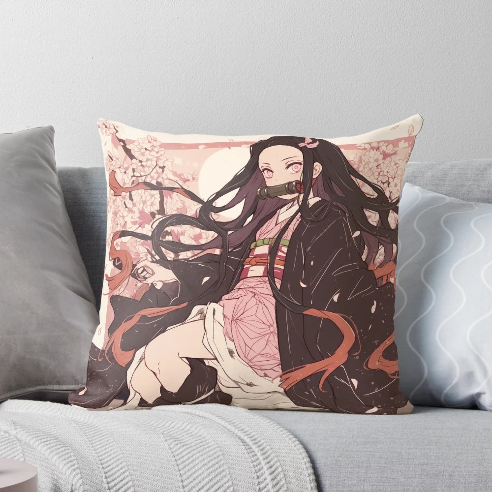 Vibrant pillow featuring a traditional Japanese-style blood demon character, perfect for anime and manga fans