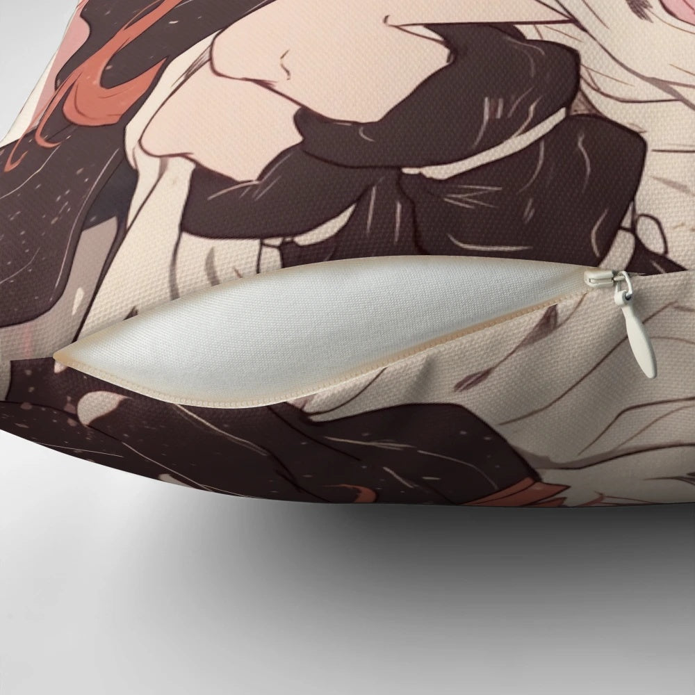 Vibrant pillow featuring a traditional Japanese-style blood demon character, perfect for anime and manga fans