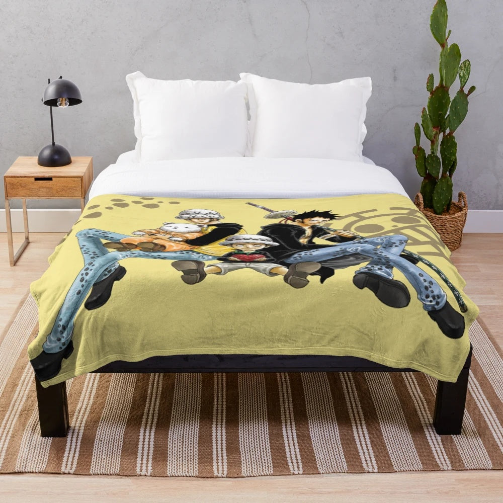 Cozy plush blanket featuring the character Trafalgar Law from the anime series One Piece