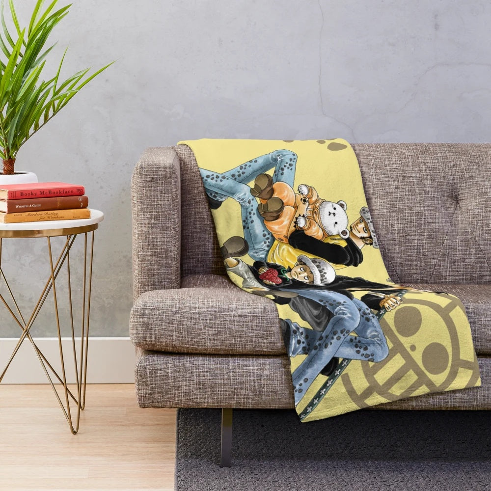 Cozy plush blanket featuring the character Trafalgar Law from the anime series One Piece