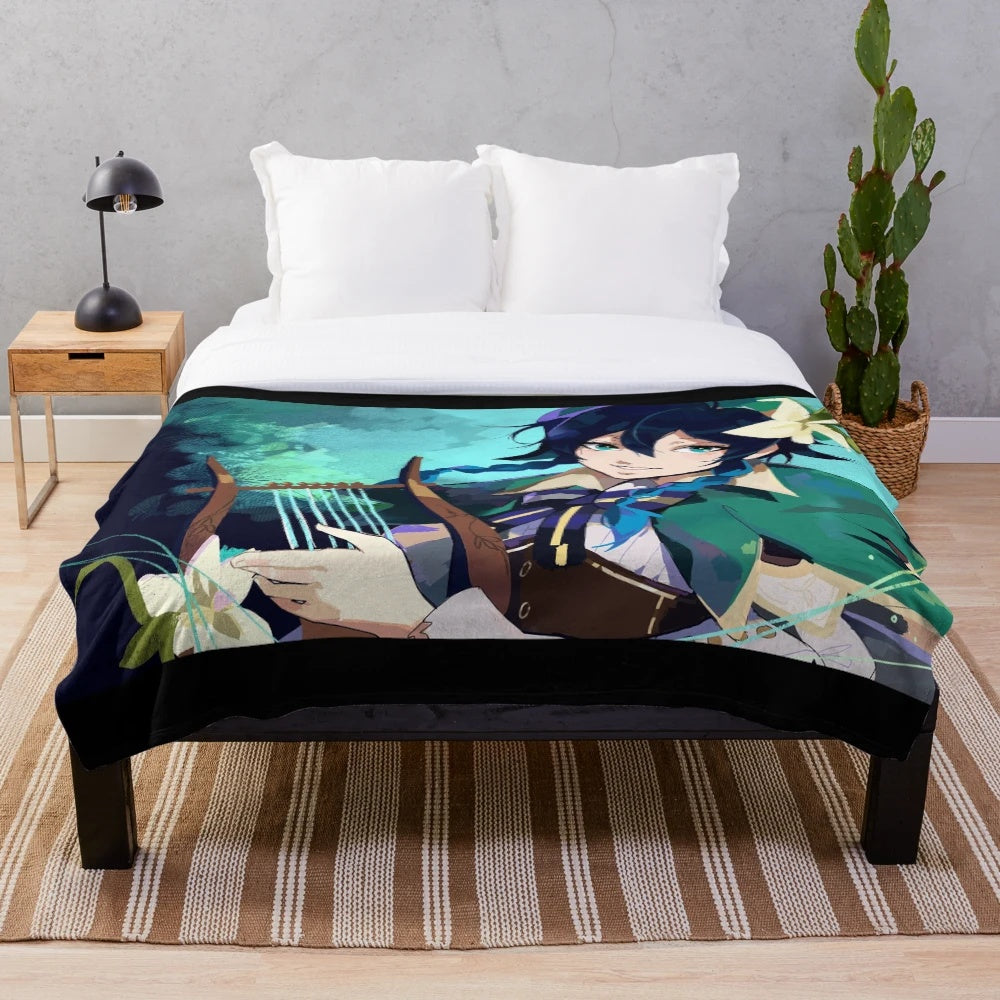 Venti Plush Blanket with Genshin Impact Inspired Design