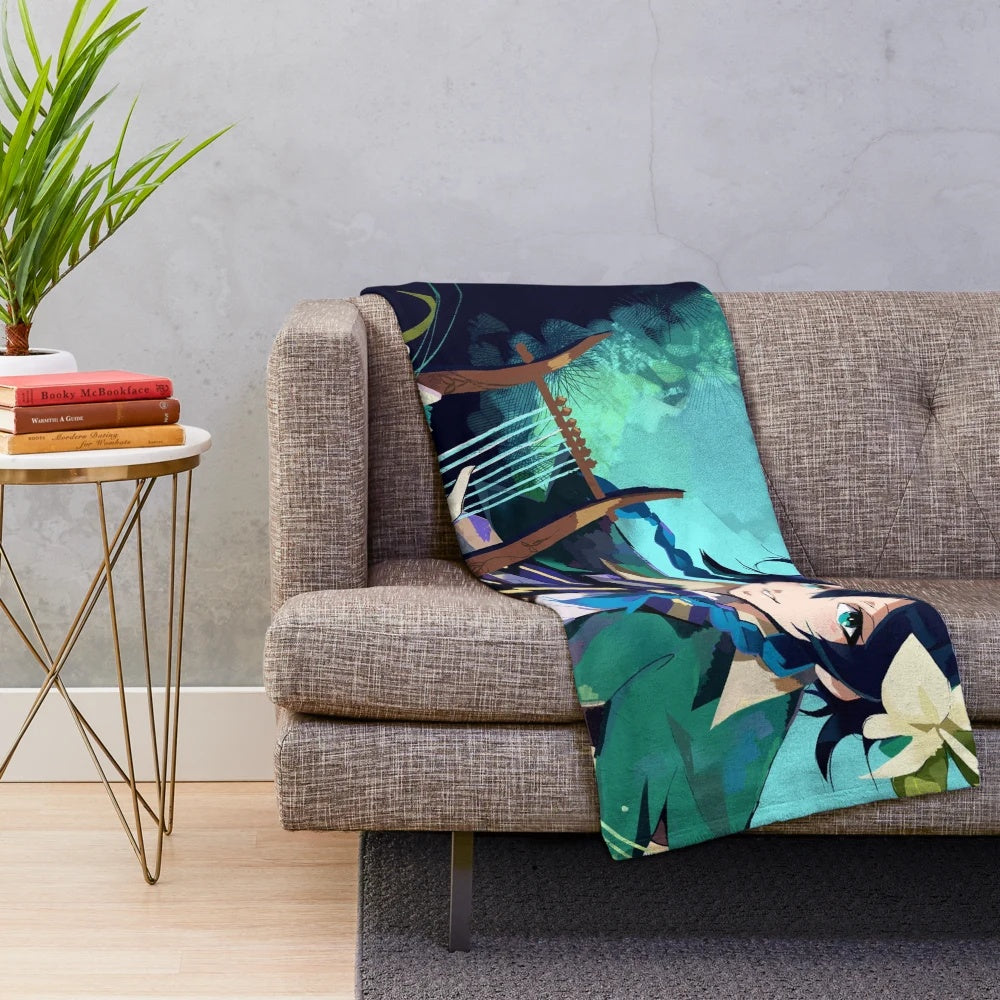 Venti Plush Blanket with Genshin Impact Inspired Design