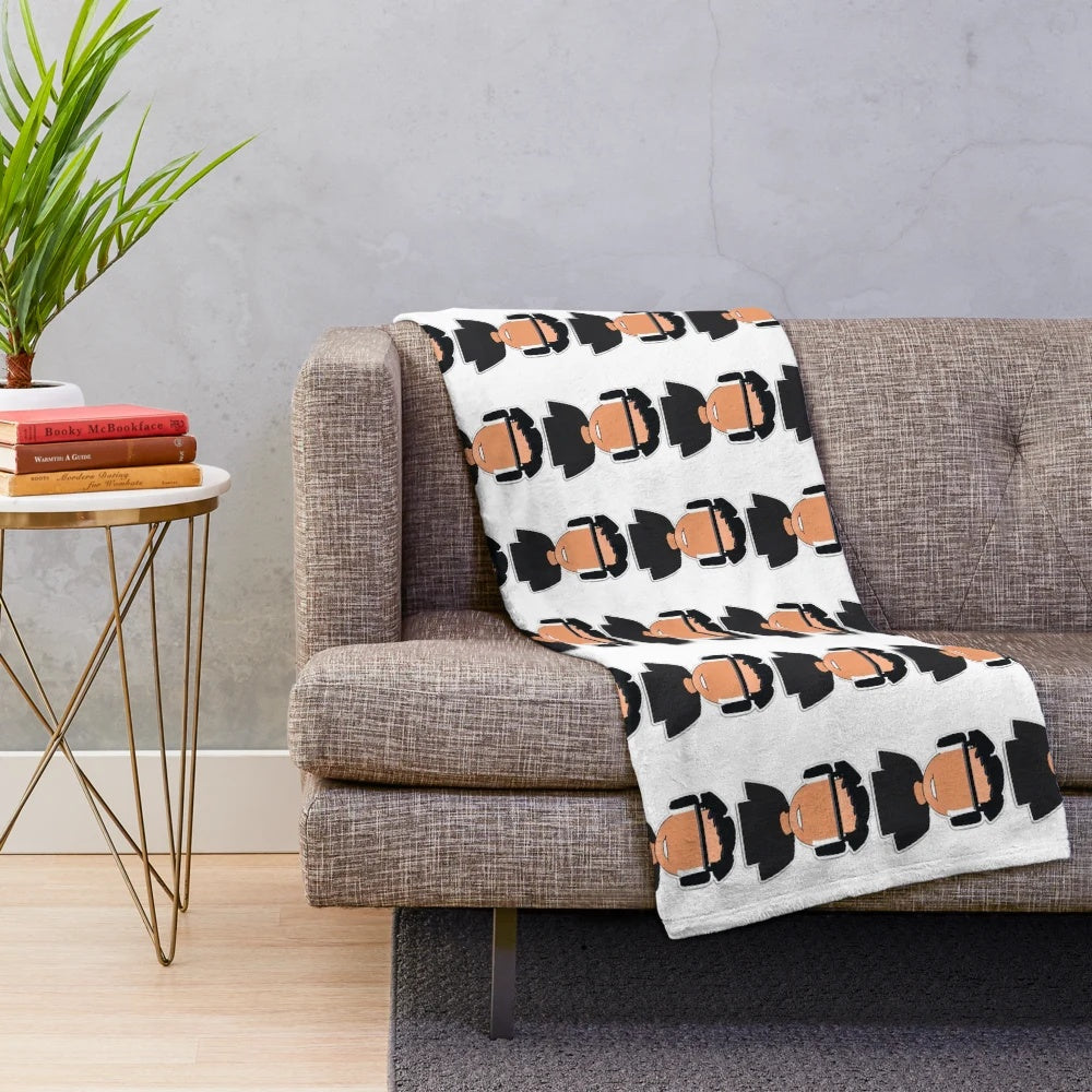Anime-style plush blanket featuring a young man wearing a virtual reality headset and headphones