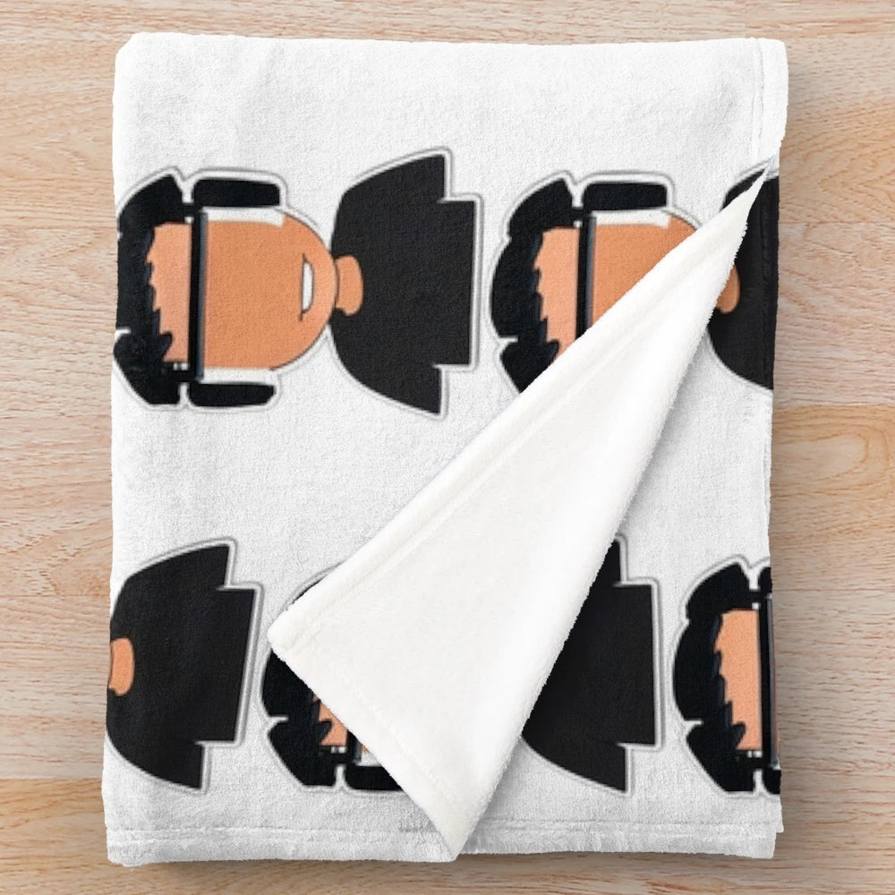 Anime-style plush blanket featuring a young man wearing a virtual reality headset and headphones