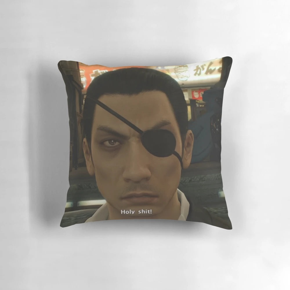 Anime-inspired decorative pillow featuring Goro Majima from the Yakuza video game series