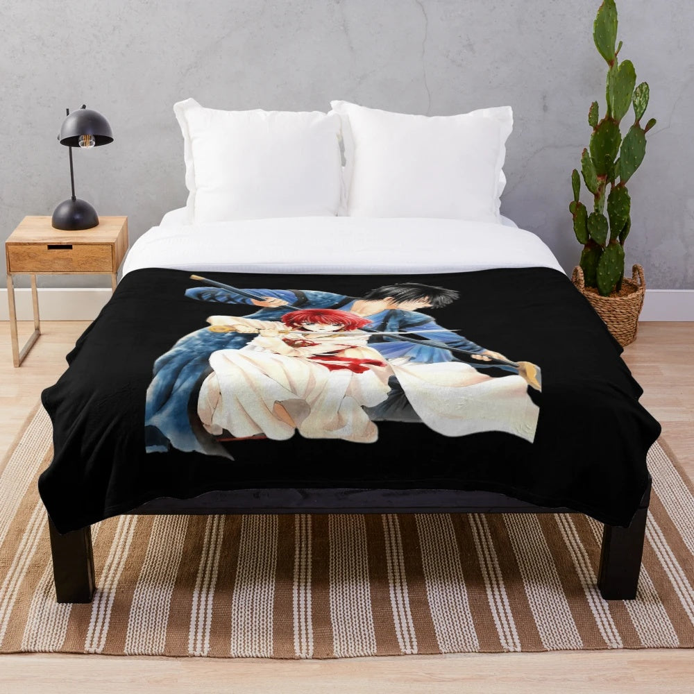Anime-inspired plush blanket featuring characters from the Yona of the Dawn (Akatsuki no Yona) manga and anime series