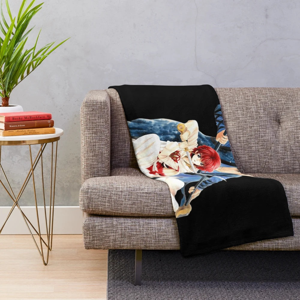 Anime-inspired plush blanket featuring characters from the Yona of the Dawn (Akatsuki no Yona) manga and anime series