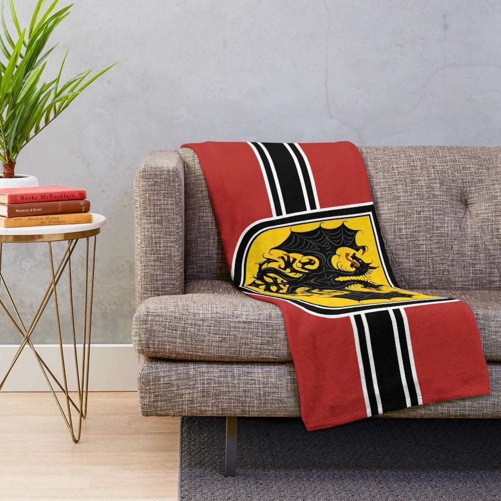 Anime-inspired plush blanket featuring the Empire flag from "Youjo Senki