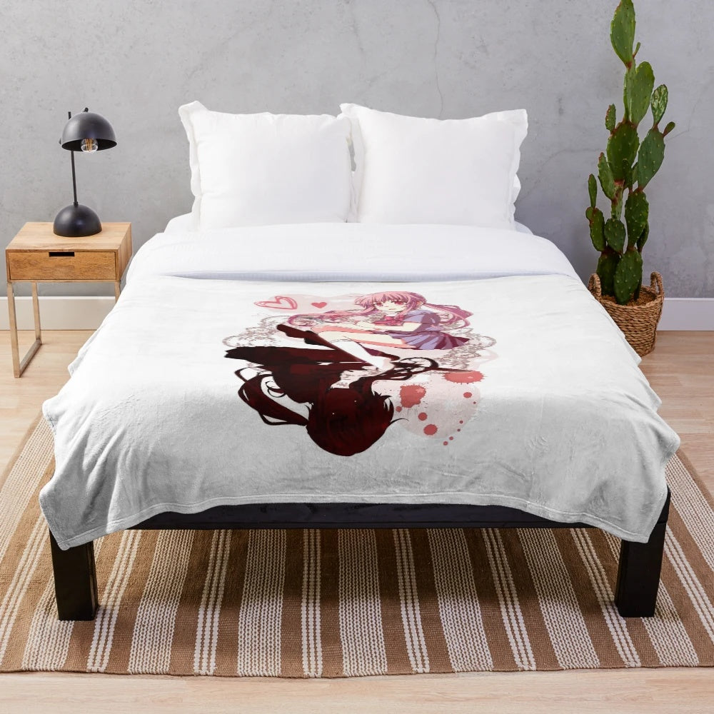 Cozy plush blanket featuring the anime character Yuno Gasai from Future Diary