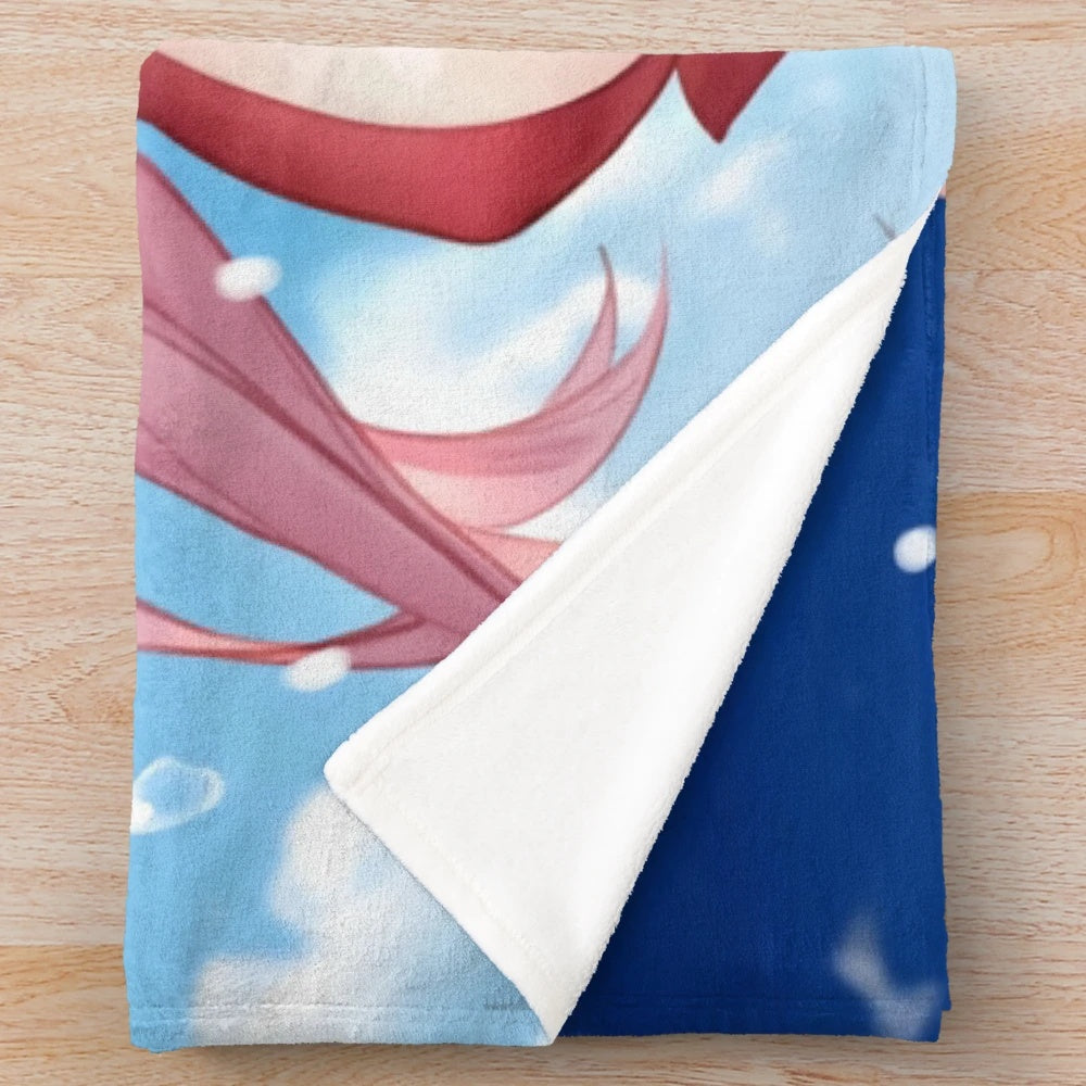Anime inspired Zero Two plush blanket featuring the popular character from Darling in the Franxx