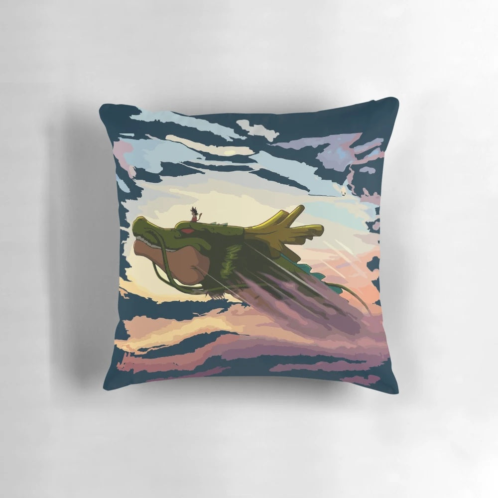 Soft, plush Goku and Dragon Ball themed pillow for anime fans.