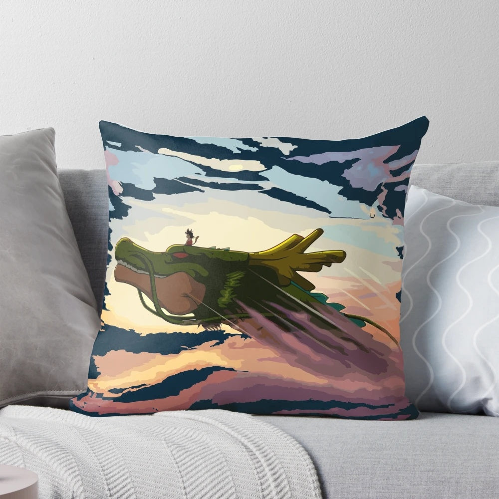 Soft, plush Goku and Dragon Ball themed pillow for anime fans.