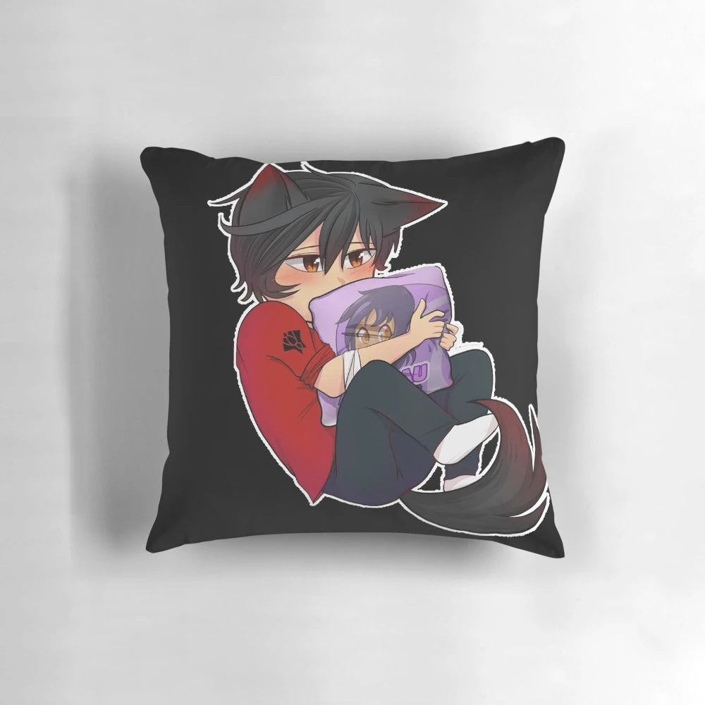 Soft and cuddly anime lycan pillow featuring the characters Aaron Lycan and Aphmau Lycan from the popular anime series.