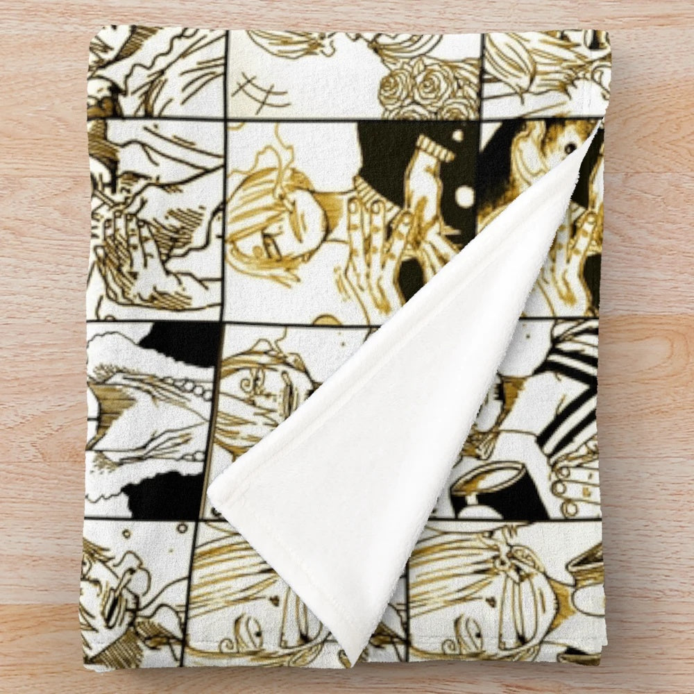 One Piece Inspired Anime Manga Collage Plush Blanket