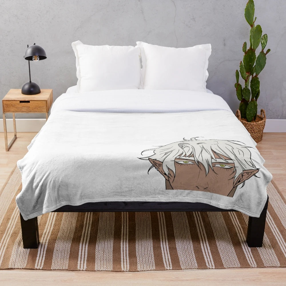 Anime-style plush blanket with peeker design