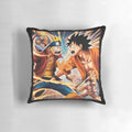 Anime-inspired pillow featuring Luffy and Naruto in an epic fight