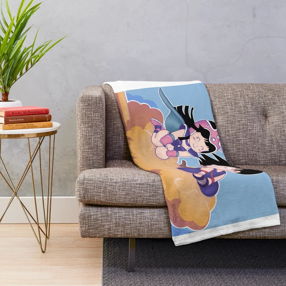 Chichi and Goku on the Flying Nimbus Anime Plush Blanket